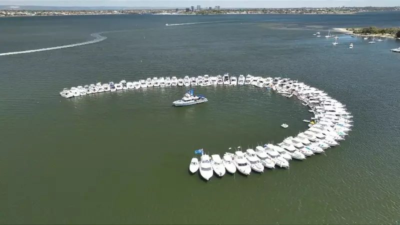 Perth's $50M Riviera Raft Up: Luxury Fleet Forms Horse Shoe on Swan River