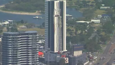 91 Campers Displaced on Gold Coast as Damaged Crane Dangles Over Caravan Park