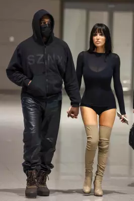 Kanye West and Bianca Censori's Seoul Airport Arrival in Bold Outfits