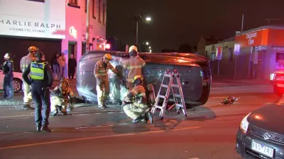 Two Rescued After Car Flips in Melbourne's Ascot Vale Crash