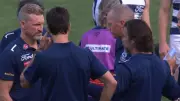 Geelong Coach Chris Scott in Heated Exchange with Assistant Nathan Buckley After Poor Start
