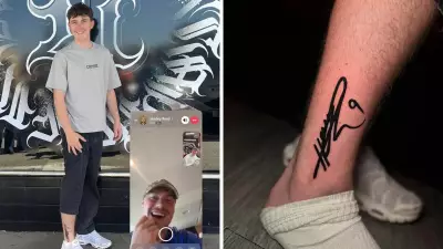 West Coast Eagles fan gets Harley Reid's autograph tattooed on leg