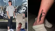 West Coast fan tattoos Harley Reid's signature on leg