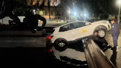 French Driver Eating Macca's After Crashing Into Sydney Fountain