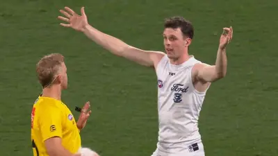 Geelong's Max Holmes caught in controversial AFL 'protected area' penalty