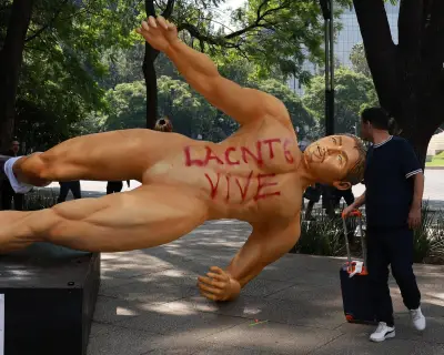 Mexico Striking Teachers Vandalize World Cup Mannequins in Protest