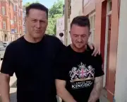 Karl Stefanovic embraces UK far-right activist Tommy Robinson in video