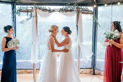 Brides Wear Matching Air Jordan Sneakers Under Wedding Dresses