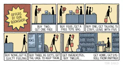 Tom Gauld Cartoon Satirizes Bookshop Discount Offers